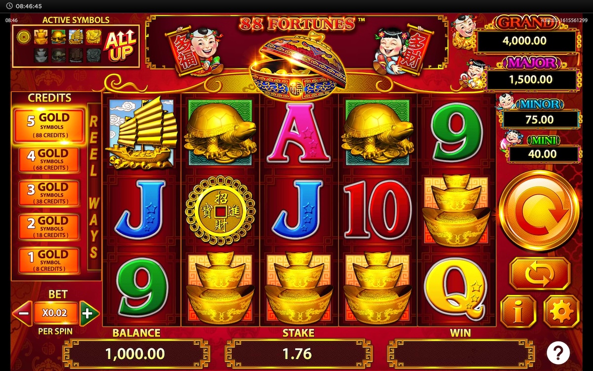 88 Fortunes slot base game