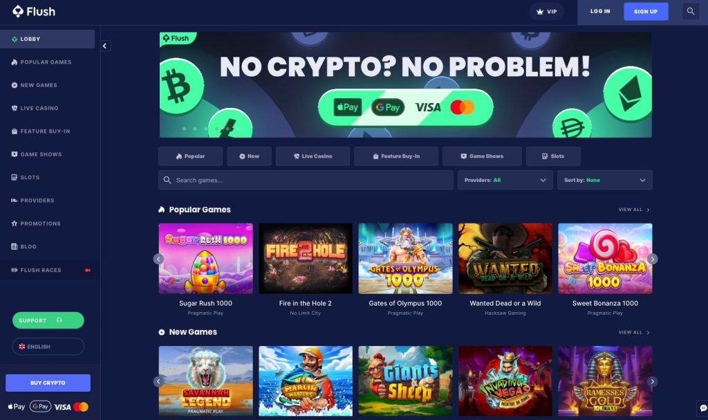 Flush casino homepage