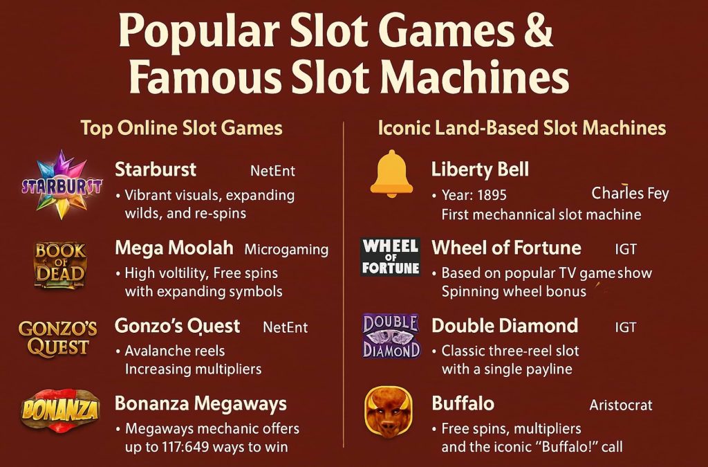 Popluar slot games & famous slot machines