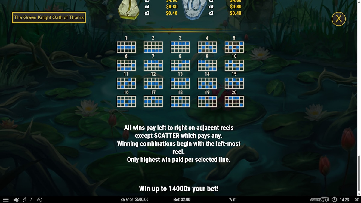 Scatter The Green Knight slog Play'n Go