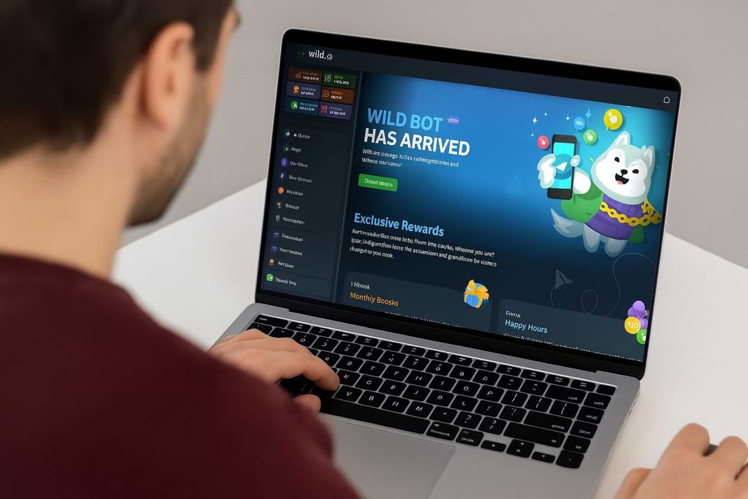 Man playing on a Telegram casino on a laptop