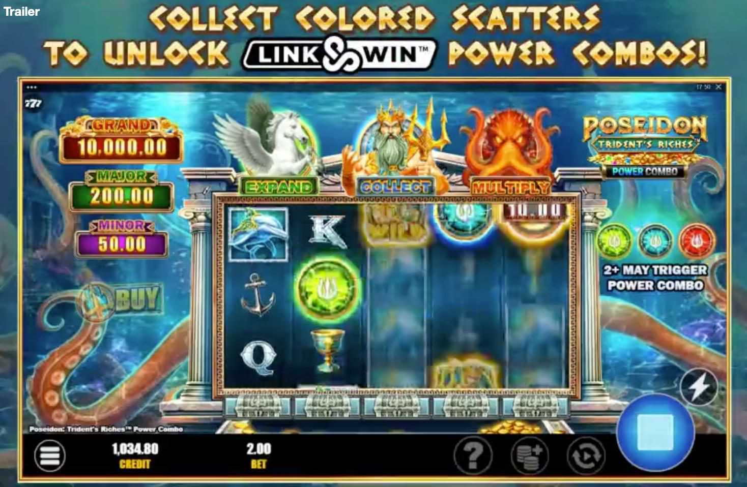 Poseidon Tridents Riches Power Combo slot gameplay
