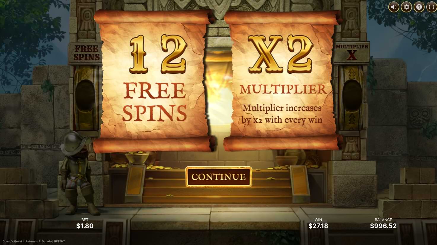 Gonzo's Quest 2 Free Spins and multipliers