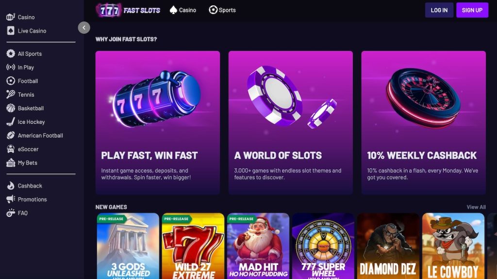 Fast Slots homepage