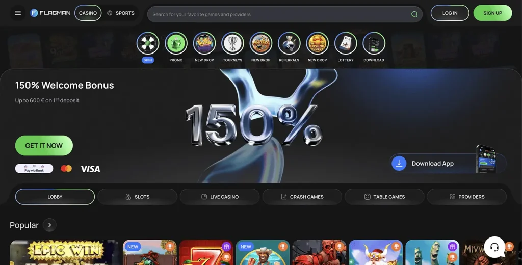 Flagman casino homepage