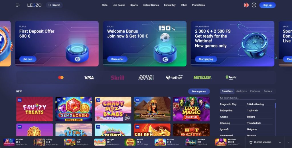 Legzo casino homepage