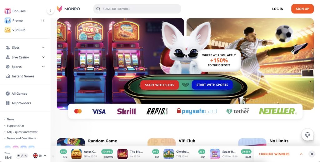 Monro casino homepage