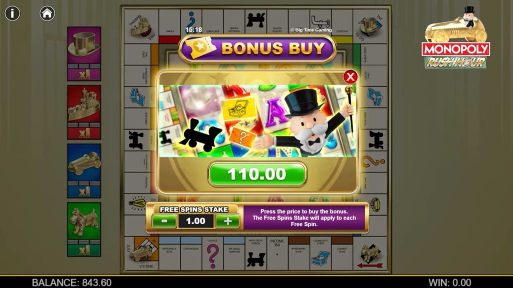 Monopoly Rush Hour Big Time Gaming Bonus Buy