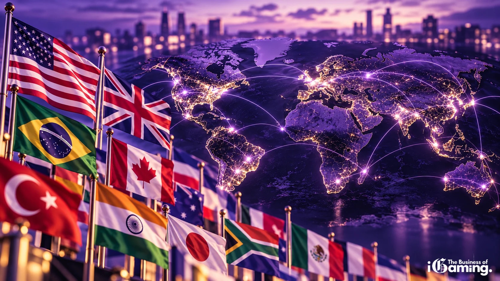 The Biggest Gambling Markets in the World 2026: The Global iGaming Landscape Is Changing World map with international flags representing the biggest gambling markets in the world in 2026.