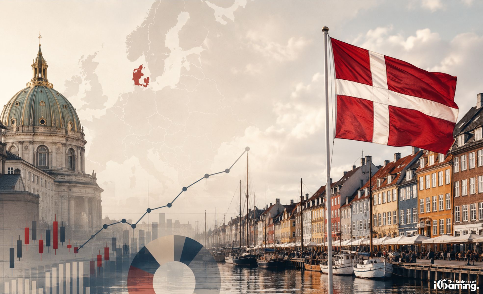 The Danish Gambling Market: A Mature Nordic iGaming Powerhouse Still Finding New Growth Featured image representing the Danish gambling market with Copenhagen waterfront, Danish flag, and editorial financial visual elements