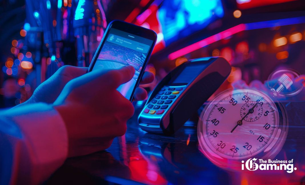 comparing crypto transfer speed and bank transfer speed with a stopwatch