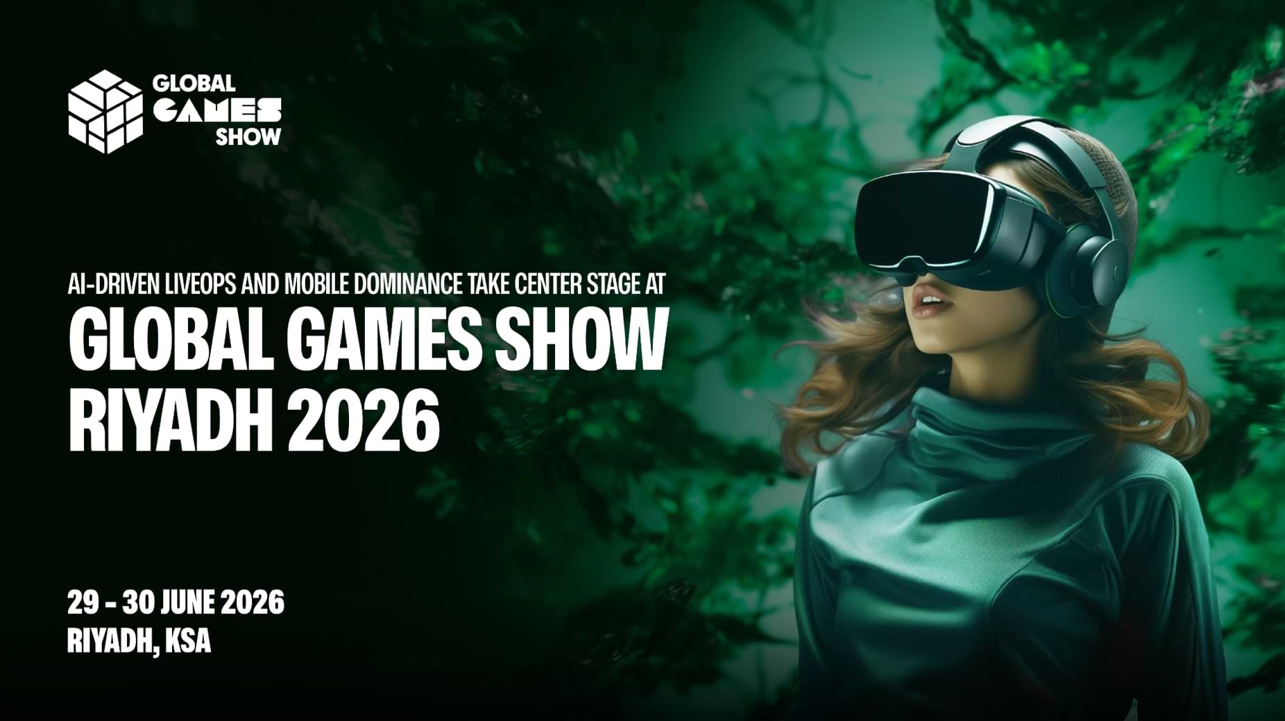 Mobile Gaming, AI and Web3 Take Centre Stage as Saudi Arabia Strengthens Its Position in the Global Games Industry Promotional artwork for Global Games Show Riyadh 2026, highlighting AI-driven game development, mobile gaming, immersive technologies and Saudi Arabia's growing role as a global gaming and esports hub.